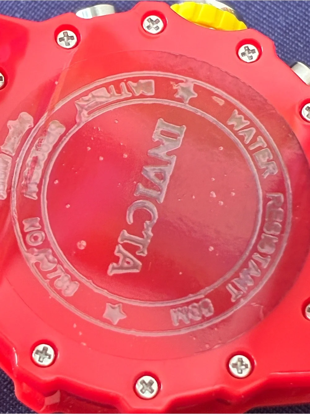 Invicta Red Silicone Watch with Yellow Accents